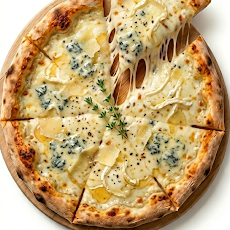 Pizza La Quattro Formaggi artisanale avec mozzarella, gorgonzola, chèvre et parmesan - Vaffangusto